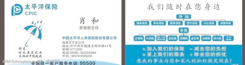 太平洋保险名片图片