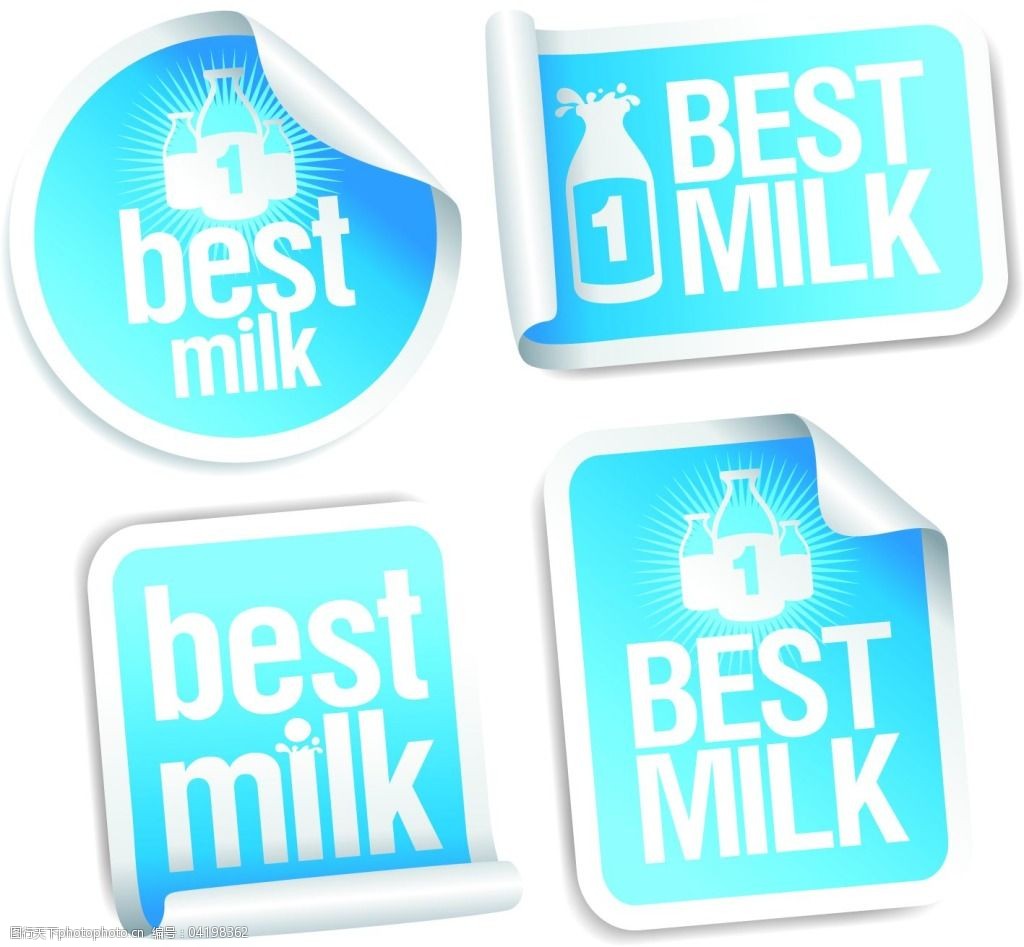 中式食物标识牛奶标签矢量素材