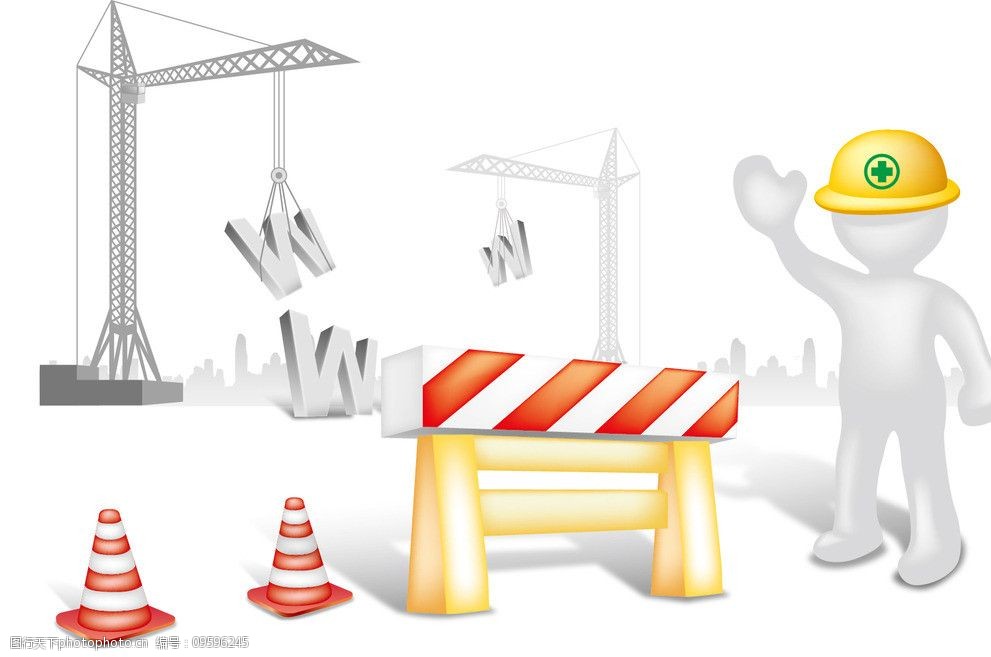 警示 安全帽 起重机 字母 楼群 城市剪影 城市建筑 建筑家居 矢量 eps