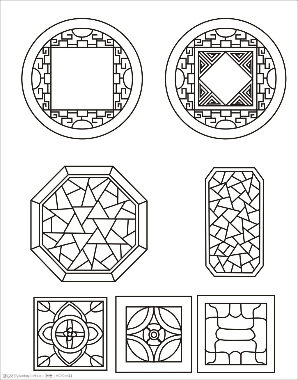 古典窗花设计免费下载 窗花 设计海报 中国 中国古典 矢量图 花纹花边