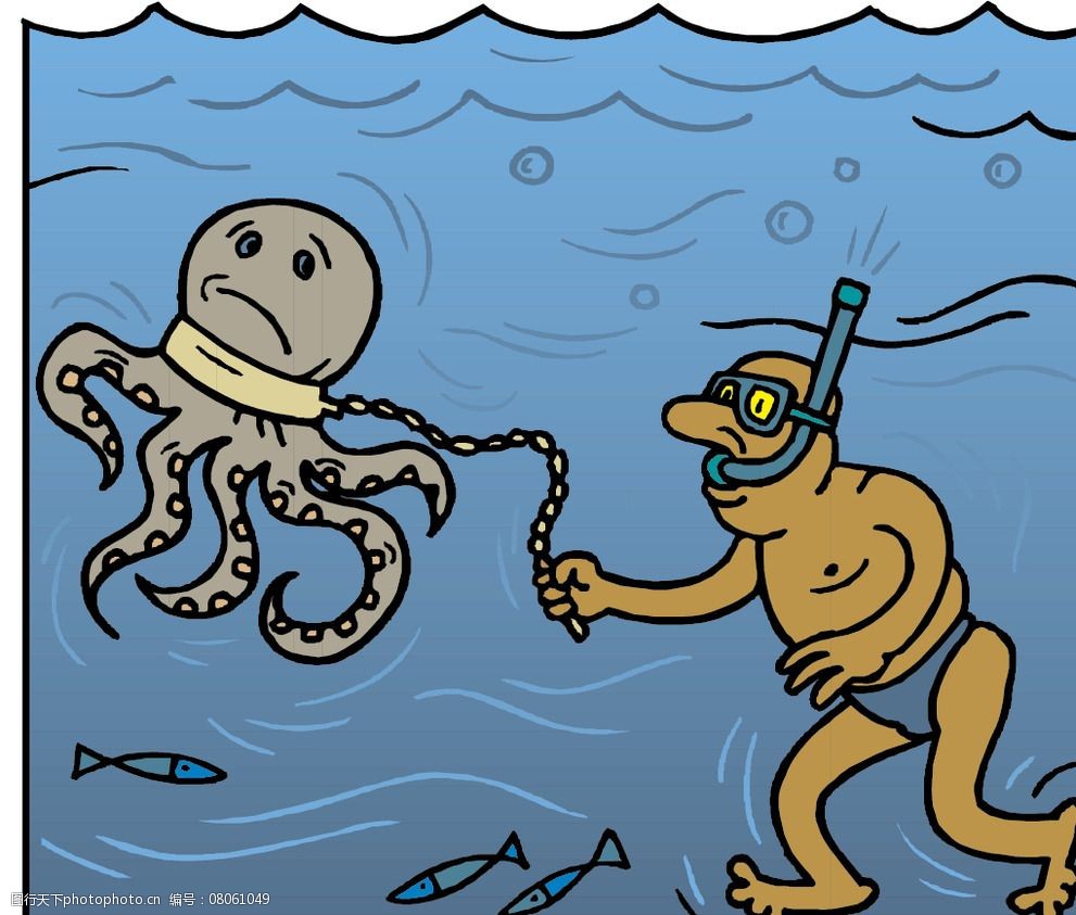 关键词:海底世界章鱼 海底世界 章鱼 卡通 锁链 人 小鱼 海洋生物