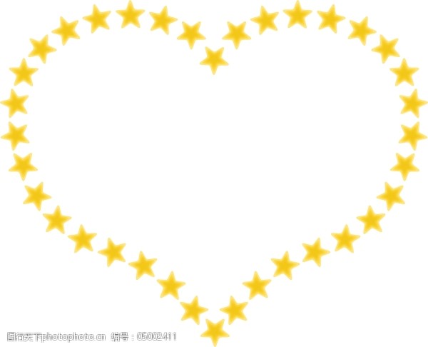 黄色的星星剪贴画心型的边境