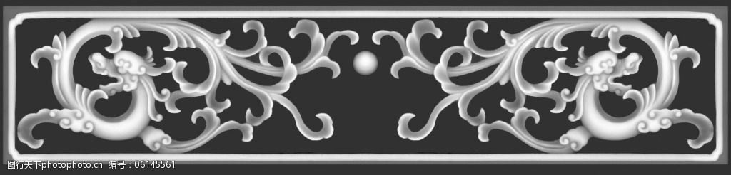 洋花草龙框灰度图