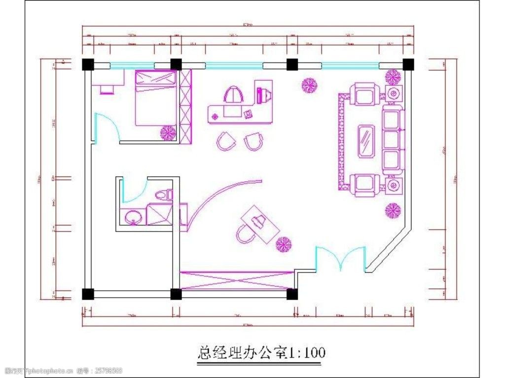 關鍵詞:cad高清辦公室 辦公室 室內設計 總經理 cdr 白色 cdr