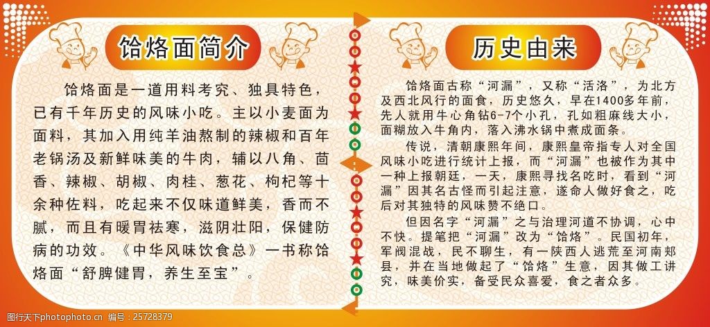 关键词:饸烙面历史由来 原创设计 菜单 矢量 cdr 白色 cdr