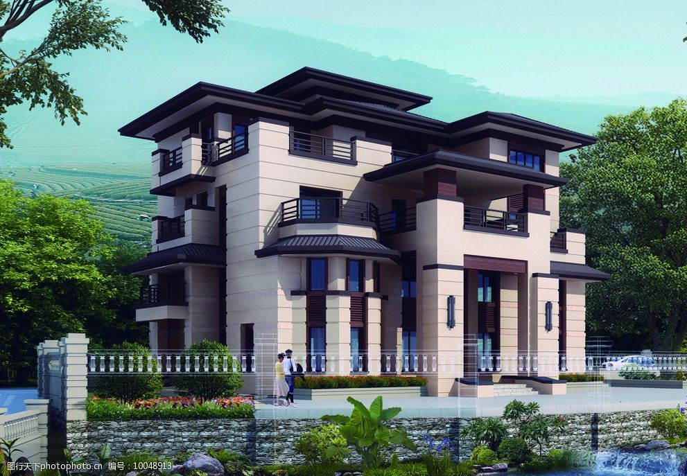 别墅建筑景观设计图片图片-图行天下图库
