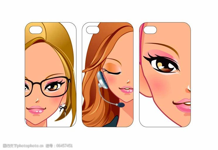卡通女性头部特写手机壳