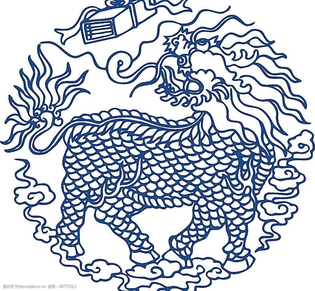 青花瓷图案麒麟纹