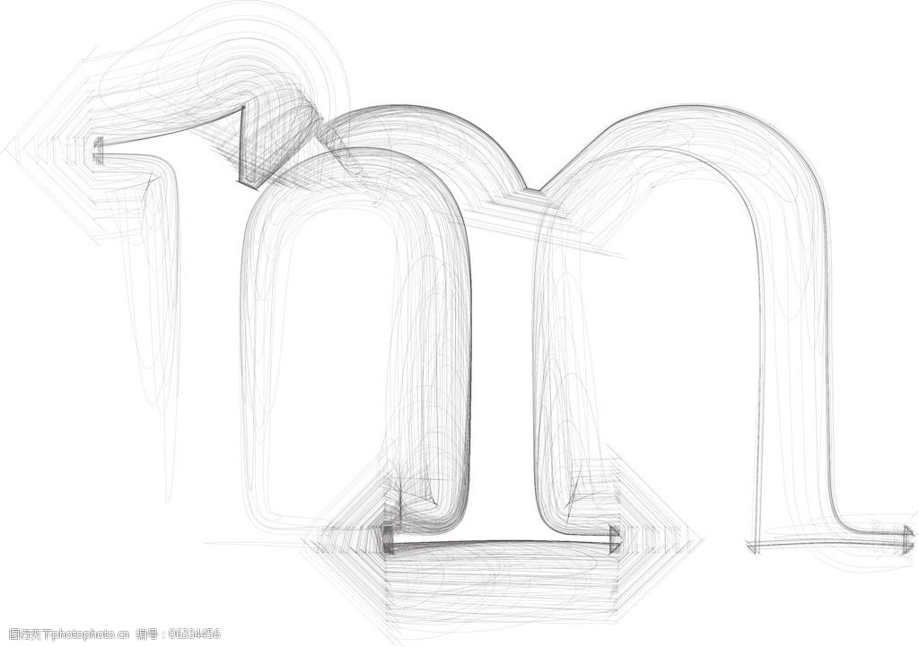 手绘插画矢量字体的字母m