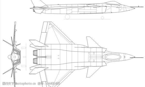 殲20戰鬥機線稿矢量圖