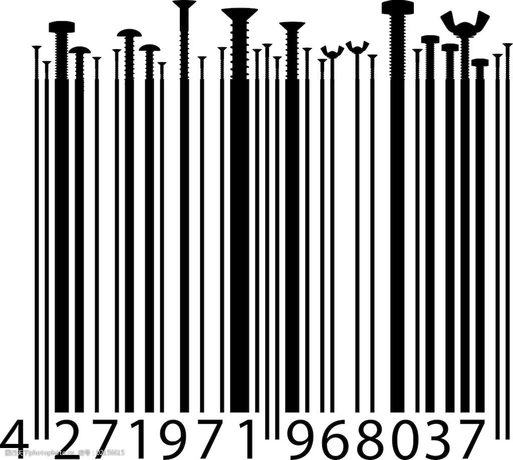 不同的螺钉上的条码矢量插画