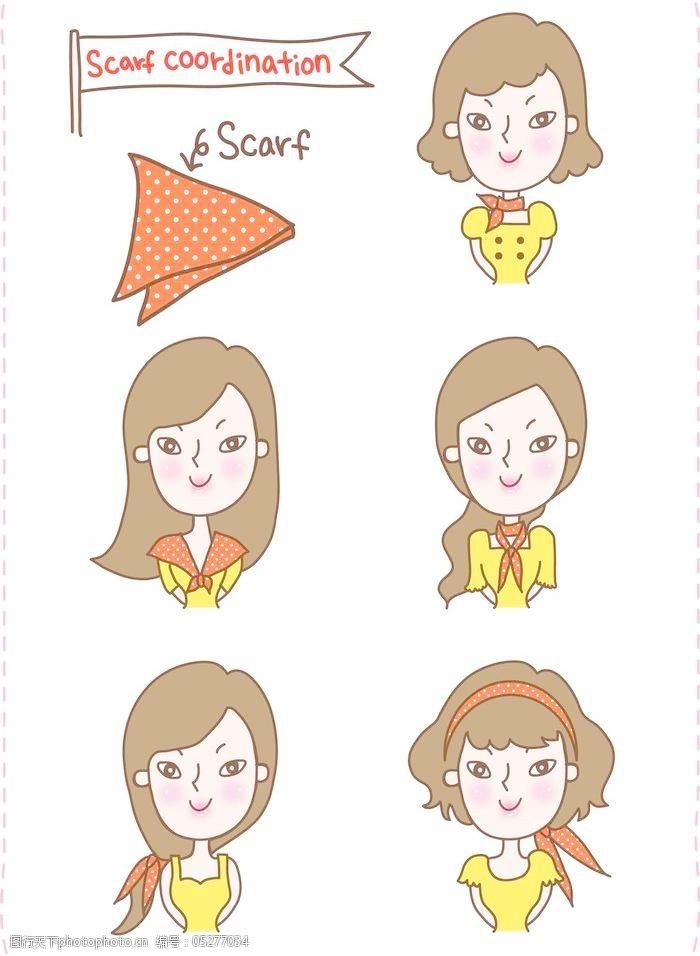 韩国女孩卡通插画矢量素材37