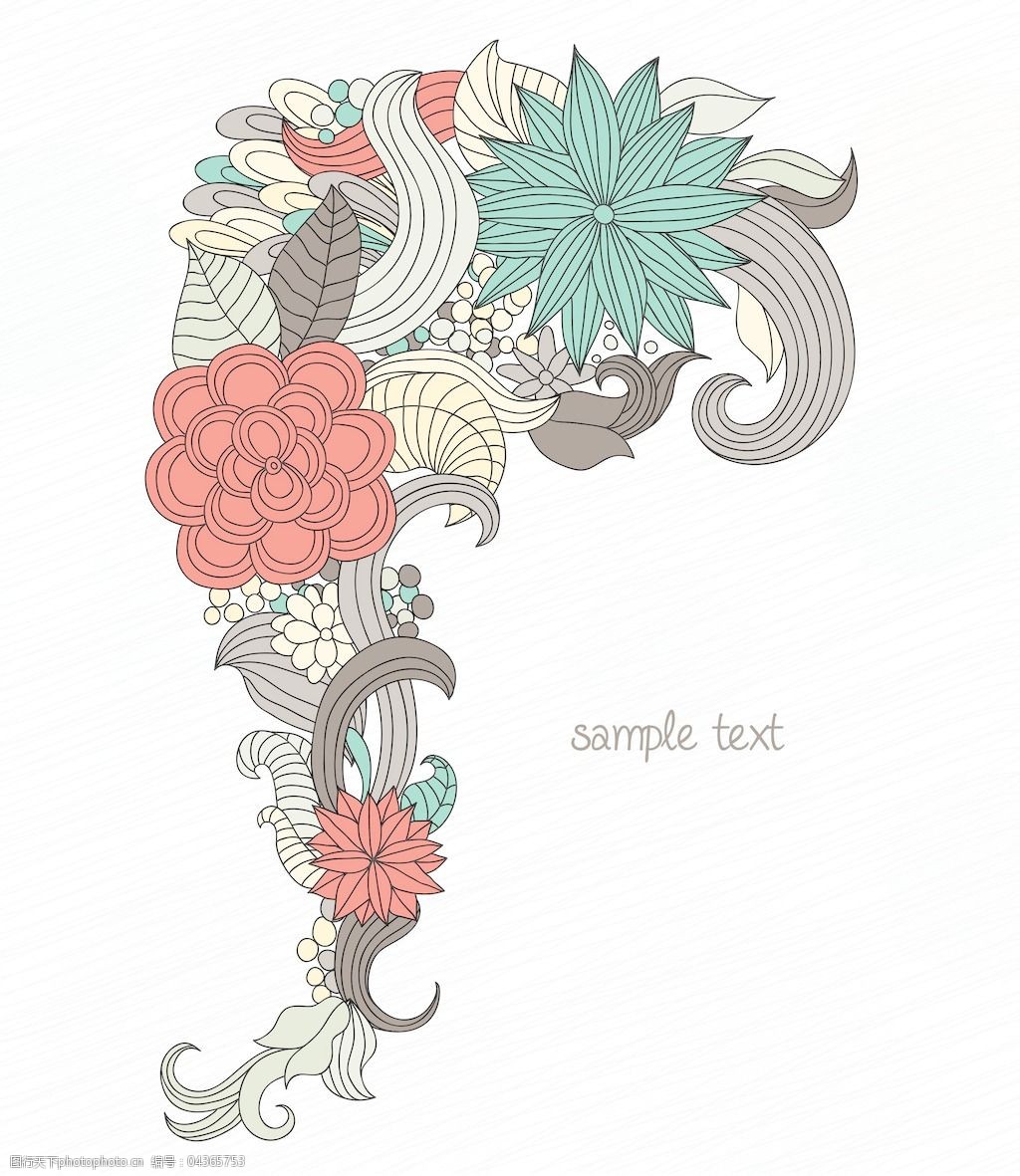 复古花卉背景矢量插画 矢量图 花纹花边