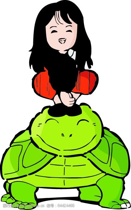骑在乌龟上的女孩