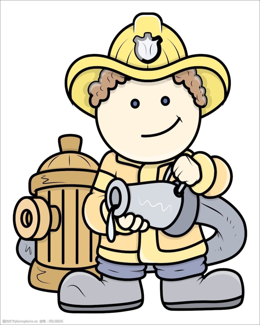 小小消防员孩子的卡通插画矢量