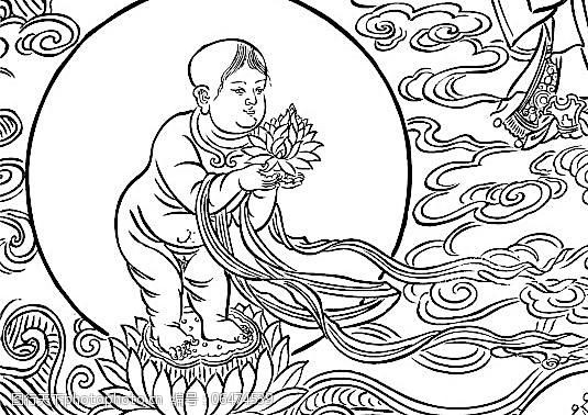 敦煌壁画化生童子图片