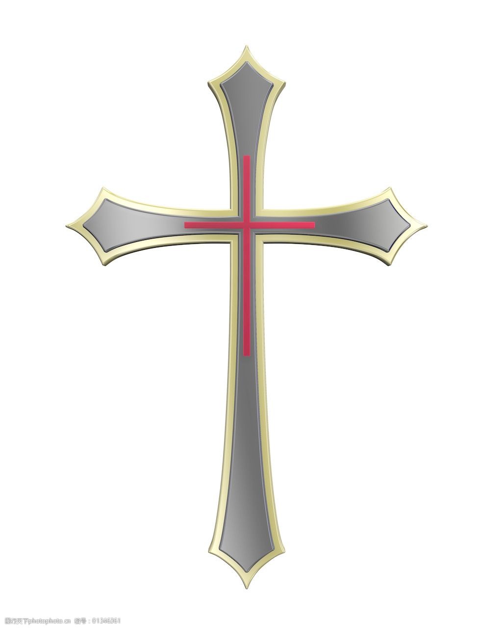 黑色与金色框架基督教的十字架的白色隔离