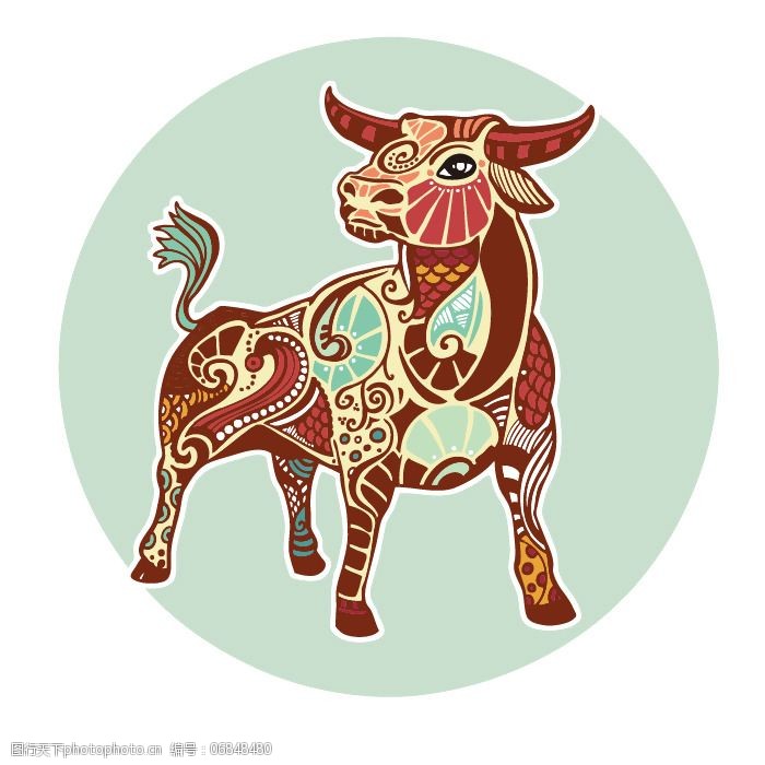 印花矢量图动物牛十二星座金牛座免费素材