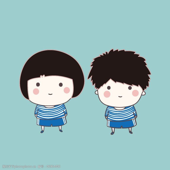 印花矢量图卡通人物女孩男孩免费素材