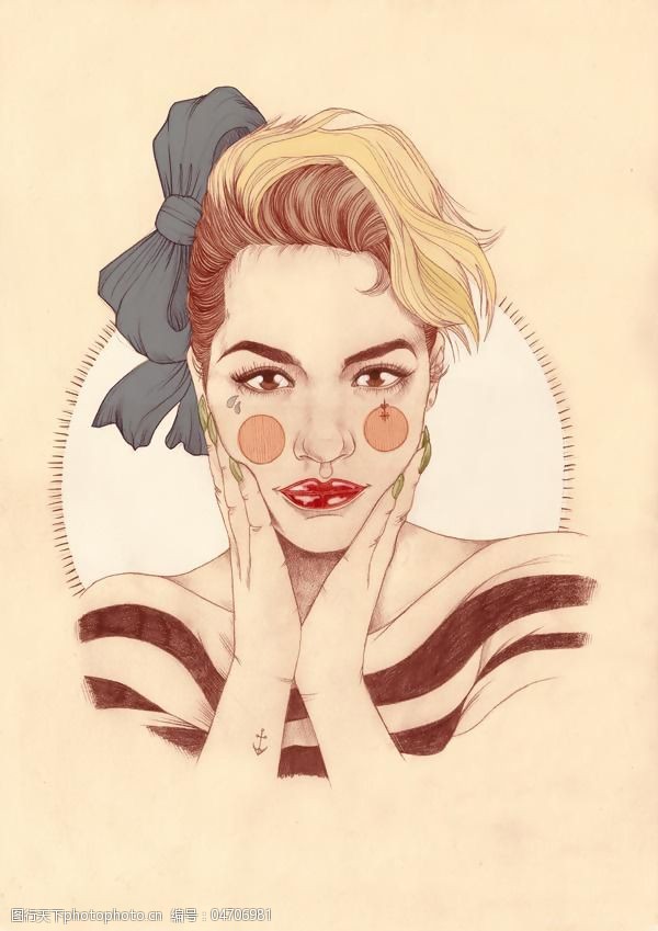 位图艺术效果手绘人物女人免费素材