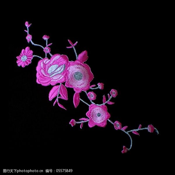 绣花植物花朵花纹免费素材图片