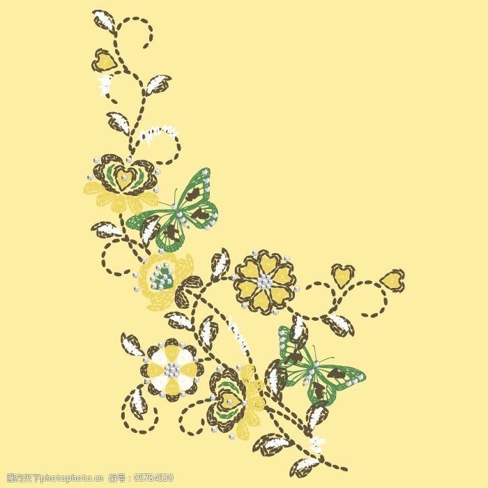 印花矢量图印烫结合蝴蝶花朵色彩免费素材
