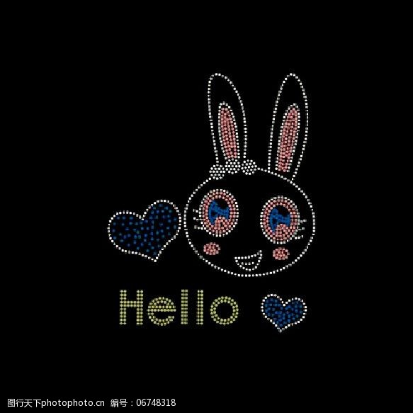 几何 卡通动物 可爱卡通 免费下载 烫钻 兔子 面料图库 服装设计 图案