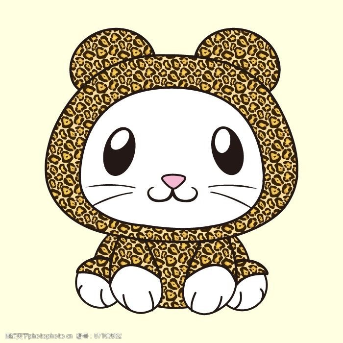 印花矢量图t恤图案卡通动物猫豹纹免费素材