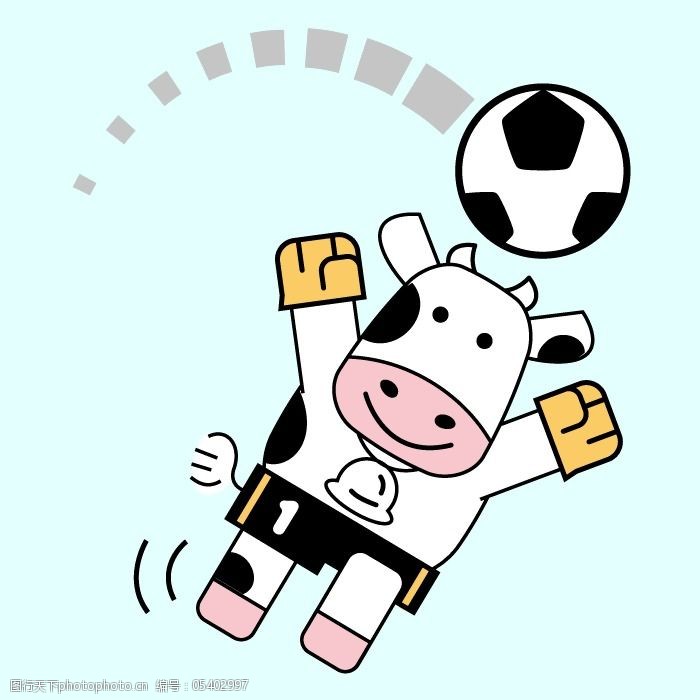 印花矢量图t恤图案卡通形象卡通动物奶牛免费素材