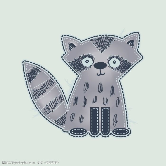 印花矢量图t恤图案可爱卡通动物狸猫免费素材