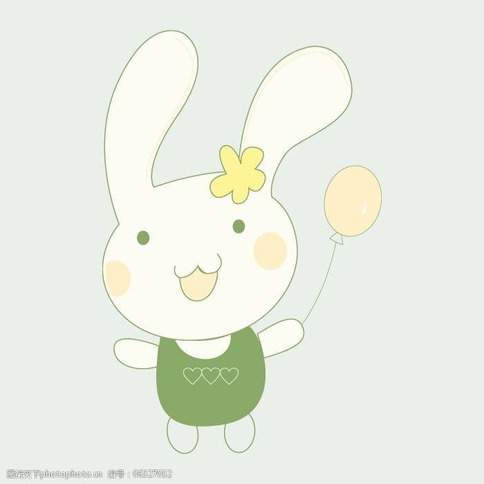 印花矢量图t恤图案可爱卡通动物兔子免费素材