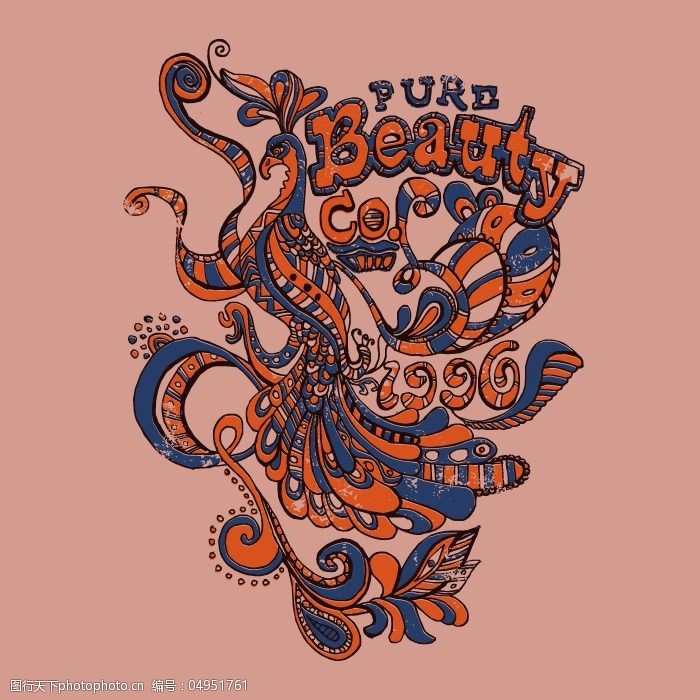 印花矢量图t恤图案图文结合动物鸟免费素材