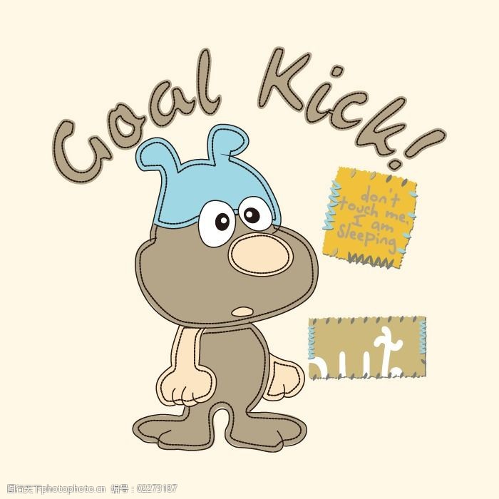 印花矢量图t恤图案图文结合可爱卡通卡通动物免费素材