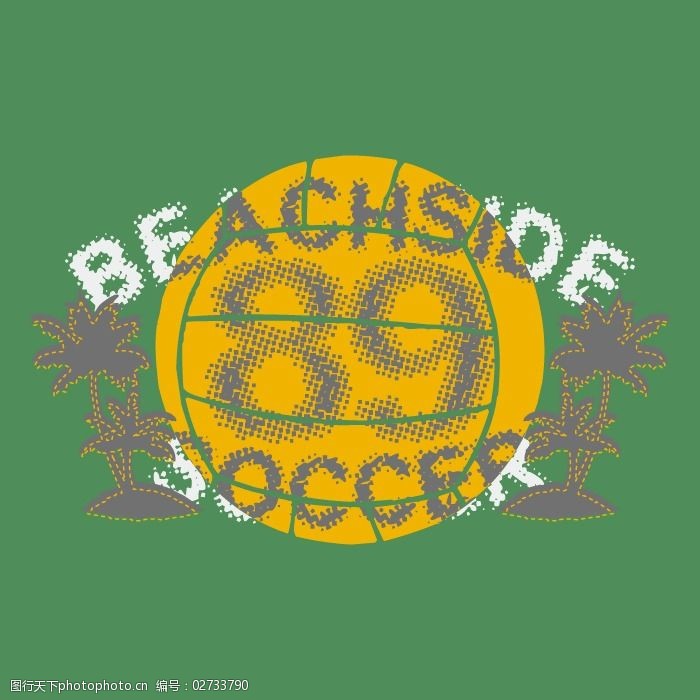 印花矢量图t恤图案图文结合运动元素排球免费素材