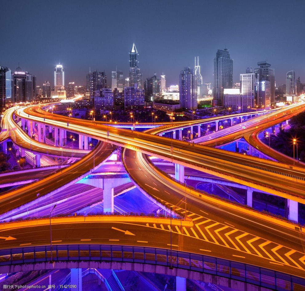 城市立交桥夜景图片