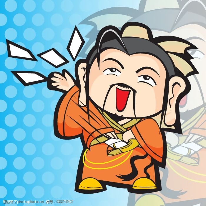 印花矢量图可爱卡通卡通形象三国圆点免费素材