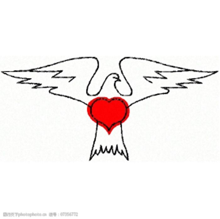 绣花爱心心形鸽子免费素材