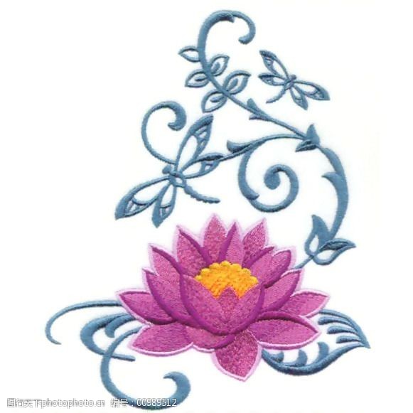 绣花花卉藤蔓家纺免费素材