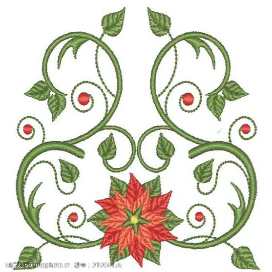 绣花花卉藤蔓家纺免费素材