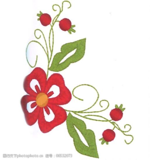 绣花花卉藤蔓家纺免费素材