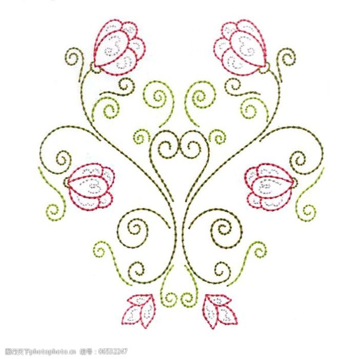 绣花植物花朵藤蔓家纺免费素材