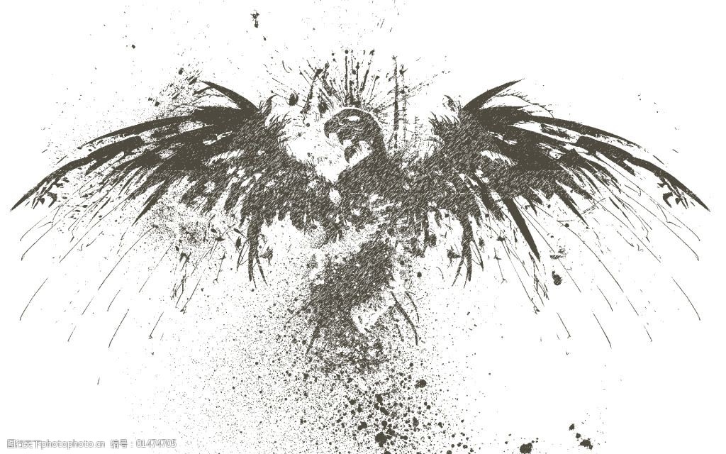灰色涂鸦老鹰漫画