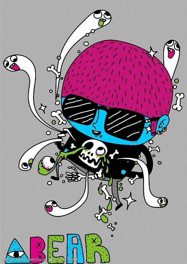 位图插画人物小男孩骷髅免费素材