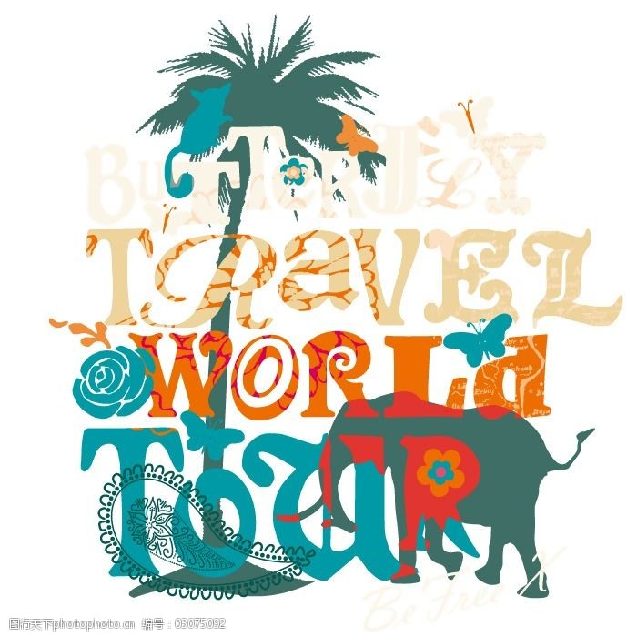 大象 服装图案 蝴蝶 免费下载 女童 印花矢量图 面料图库 服装设计