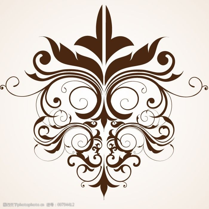 印花矢量图欧式花纹藤条藤蔓色彩免费素材