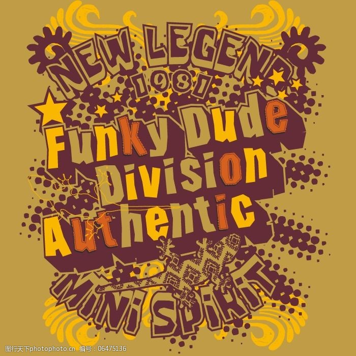 印花矢量图图文结合文字英文网点免费素材