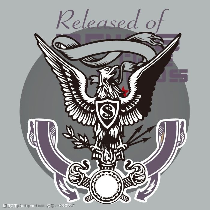 印花矢量图t恤图案潮流动物老鹰免费素材