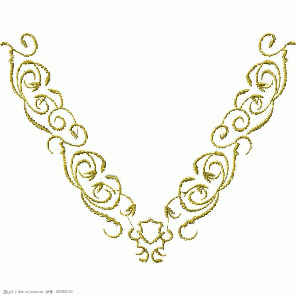 绣花花纹色彩黄色领边绣花免费素材
