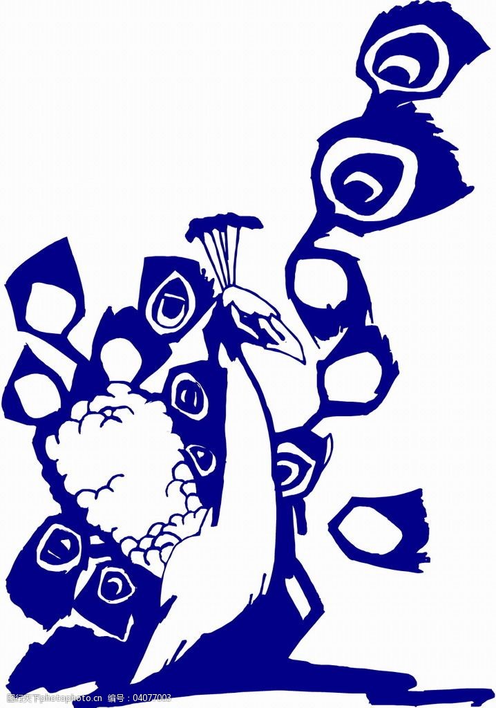 印花矢量图动物鸟类抽象动物孔雀免费素材