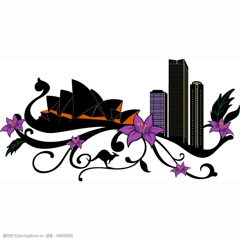 印花矢量图建筑高楼色彩黑白色免费素材图片-图行天下图库